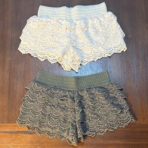 American Rag Crochet Lace Women's Shorts in White and Olive